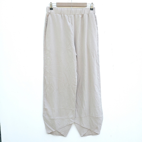 MISSLOOK Pants - Misslook Beige Wide Leg Layered High Waist Pull On Stretch Lounge Pants Sz L